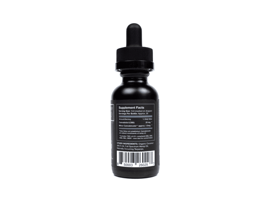 Primary Jane Natural CBD Tincture Drops 600mg Side View
