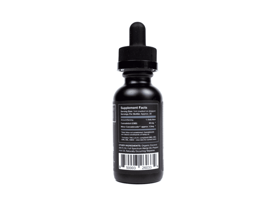 Primary Jane Peppermint CBD Tincture Drops 1200mg Side View