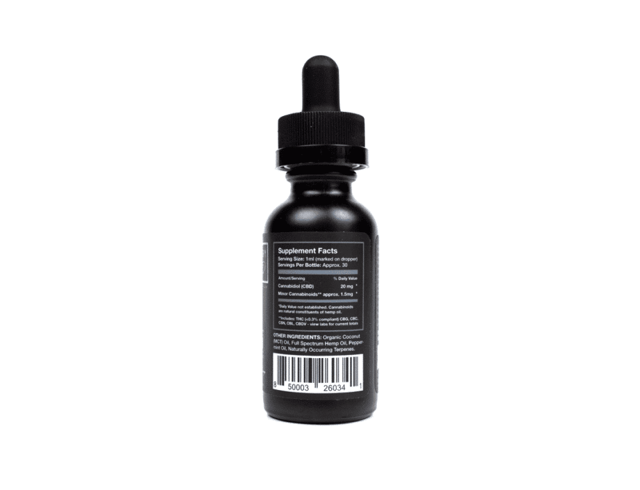 Primary Jane Peppermint CBD Tincture Drops 600mg Side View
