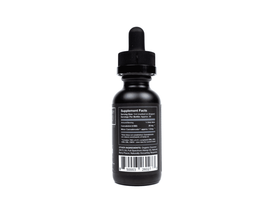 Primary Jane Wild Berry CBD Tincture Drops 600mg Back View