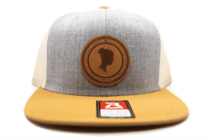 Circle Stamp Snapback Front View - Tan, Cream