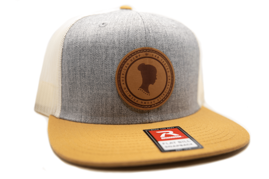 Circle Stamp Snapback Side View - Tan, Cream