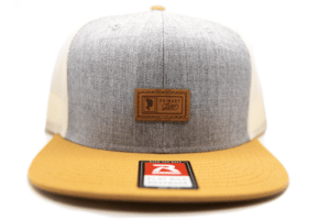 PJ Leather Logo Snapback Cap Tan Cream Front View